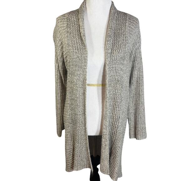 En Creme Long Sweater Womens Small Gray Black Open Front Knit Cardigan Sz Large - Picture 1 of 6